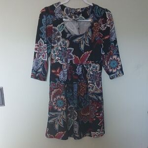 Reborn Multicolor Floral Long Sleeve Dress With Pockets New With Tags Size M